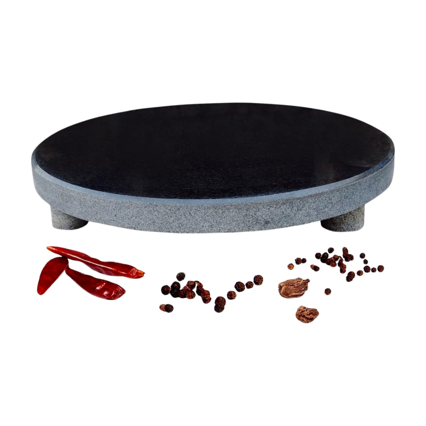 Black Granite Chakla Belan Set 10 Inch | Roti Chapati Maker Board | Multipurpose Rolling Board for Paratha, Puri, Pizza, Thepla | Heavy Duty Polished Stone | Easy Clean Kitchen Tool